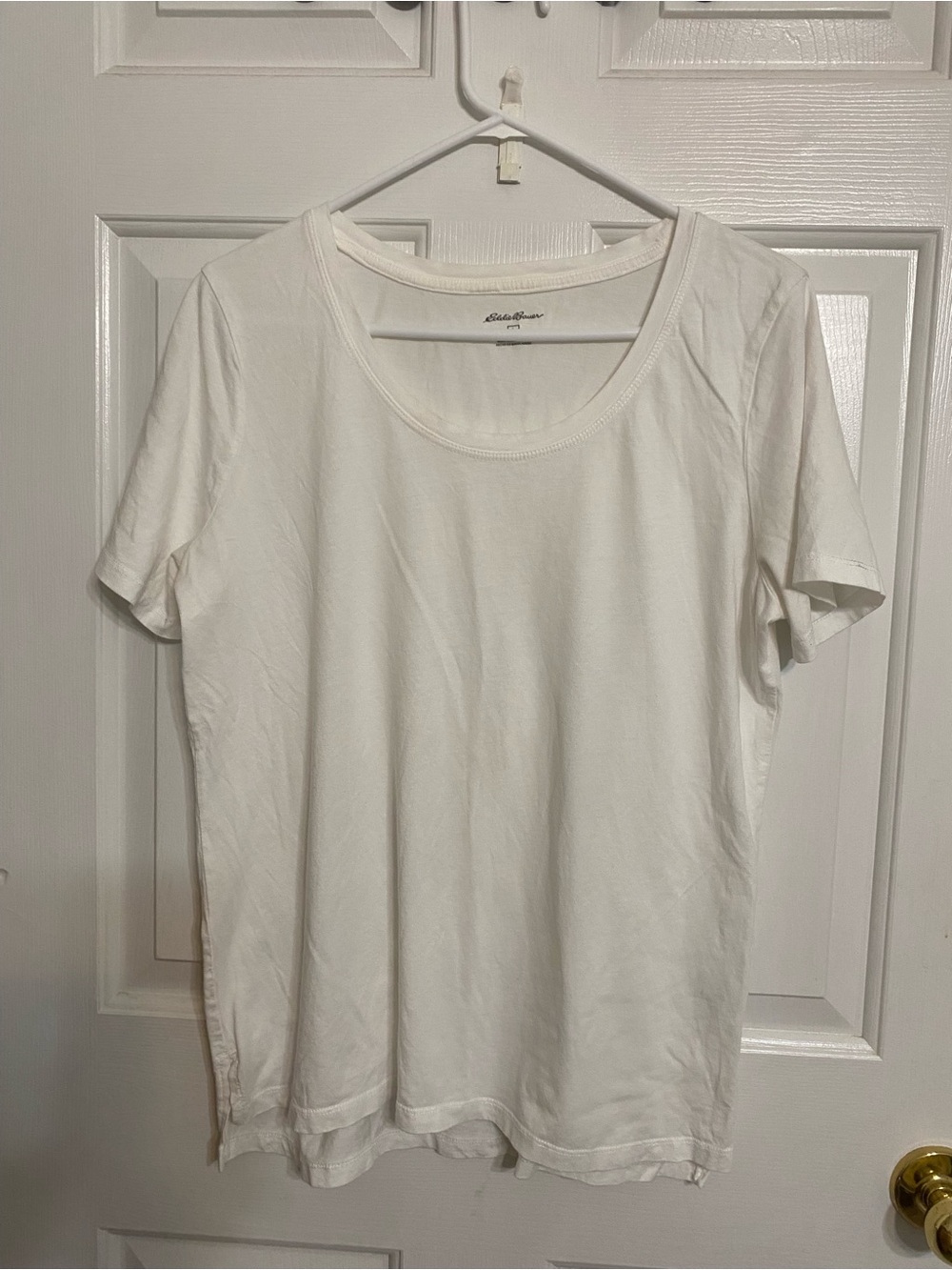 Eddie Bauer White Scoop Neck Short Sleeve Tee - Lightweight Cotton